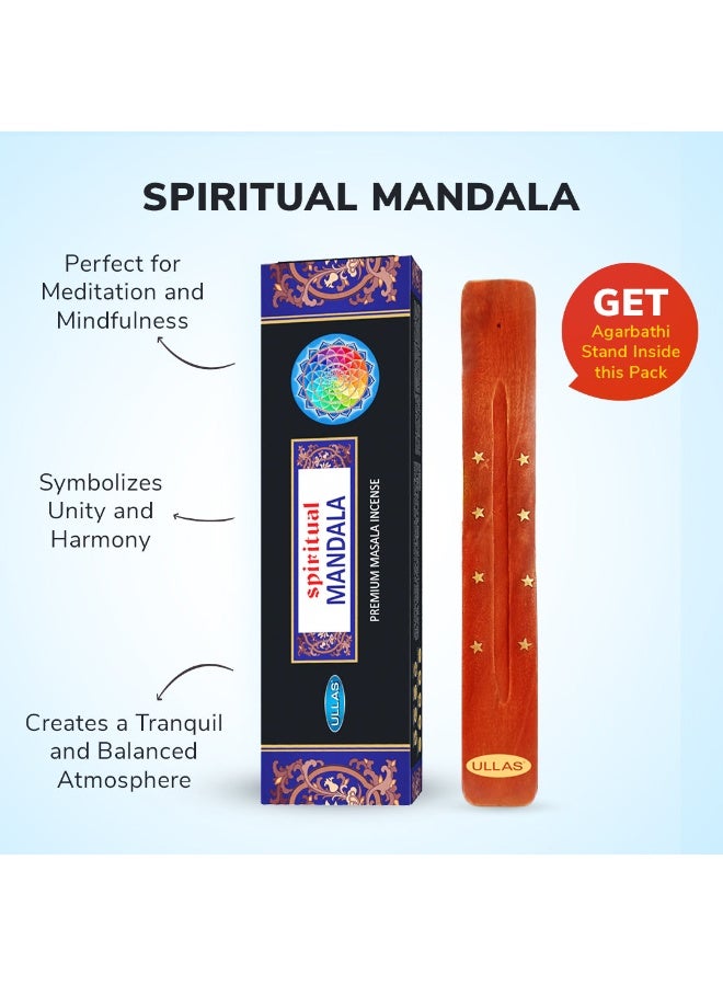 Ullas Spiritual Mandala Agarbathi Premium Masala Incense Sticks with Fresh Fragrance (80 sticks) With Stick Holder - Image 2